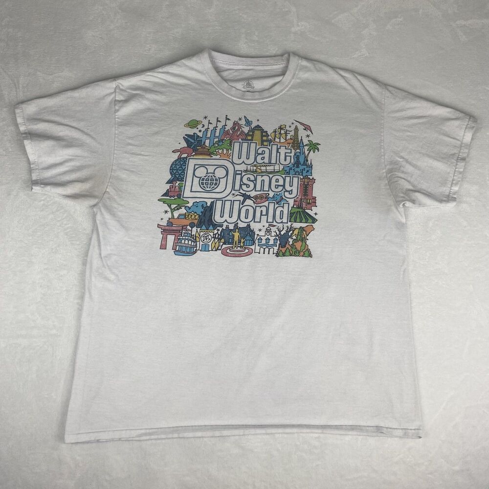 Disney Walt Disney World Parks and Rides Graphic Shirt Adult Extra Large White